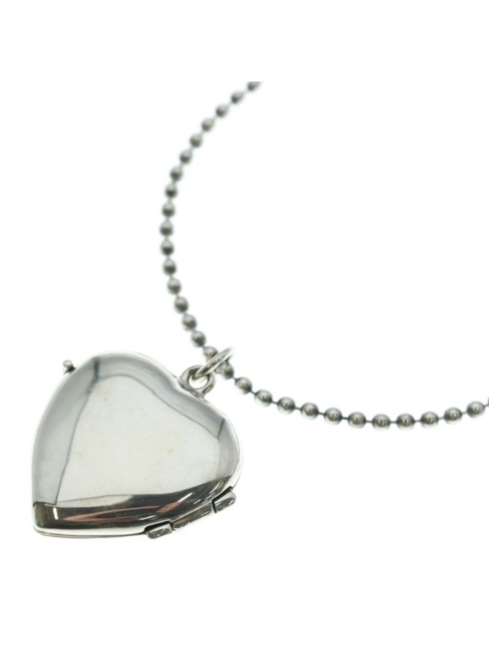 Tiffany & Co. Heart Locket Pendant Ball Chain Necklace Silver